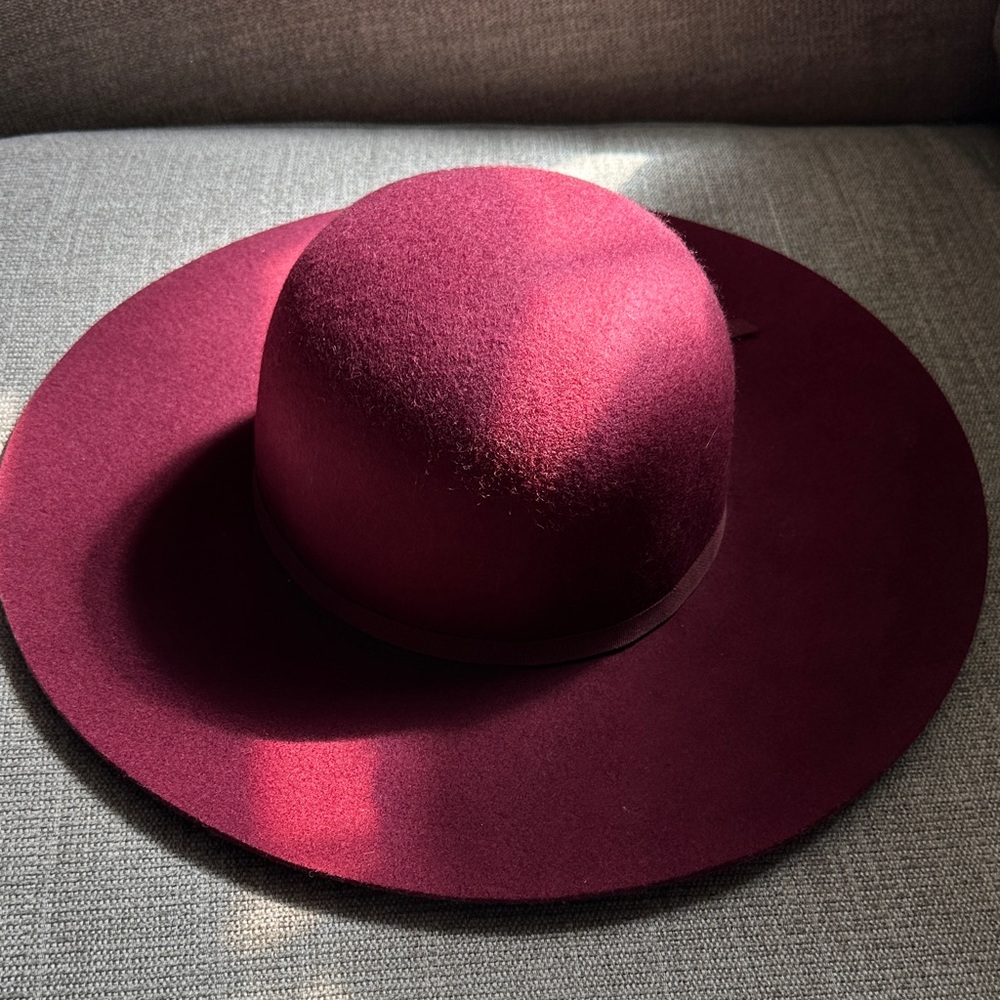August Hats Rich Burgundy Wide-Brim Hat